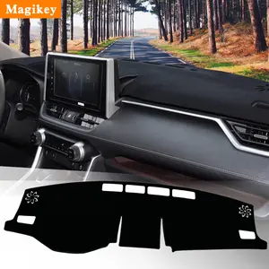 Magikey Dash Cover Mat for 2019-2024 Toyota RAV4 Dashboard Pad Carpe Sunscreen Heat Insulation Anti Glare Reflective Protection Black Polyester with Silicone Anti Slip Particles