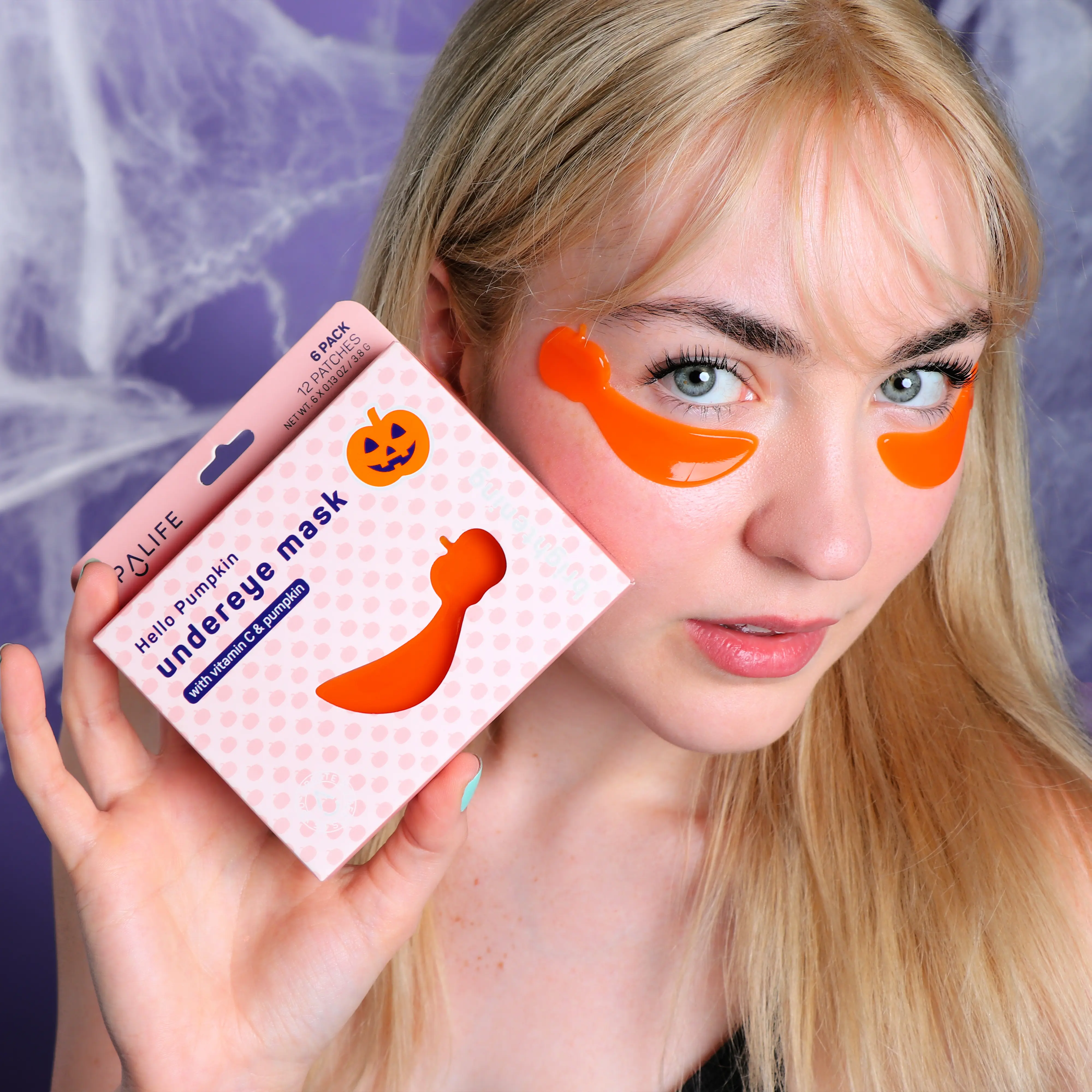 SpaLife Beauty Halloween Hello Pumpkin Brightening Undereye Masks with Vitamin C & Pumpkin - 6 Pairs