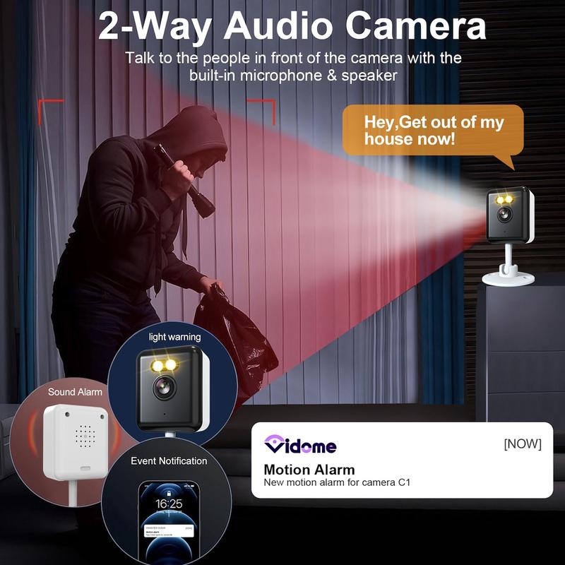 2-Pack 1080P Indoor Security Camera | Baby/Pet Monitor with Auto Tracking, Color Night Vision, 2-Way Audio & US Local Cloud