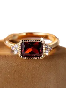 Geometric Square Rings for Women & Girls  Zirconia Inlay Fashion Luxury Design Engagement Ring Daily Wear Jewelry Accessory for All Seasons