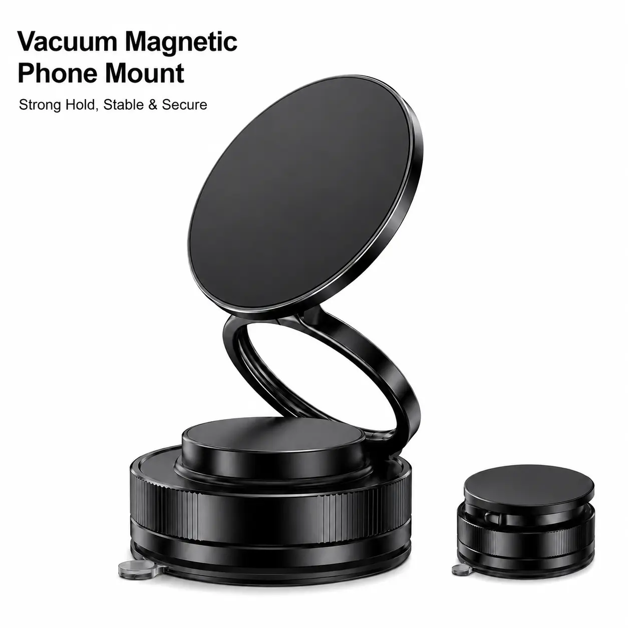 Slipuf Adjustable Phone Holder Stand, 360° Rotating Foldable Mount with Stable Base for Desk, Car Interior and Daily Use