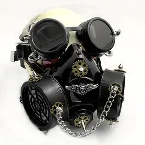 crazy hunter Men's Steampunk Gas Mask with Goggles Gears Cosplay Gothic Mask