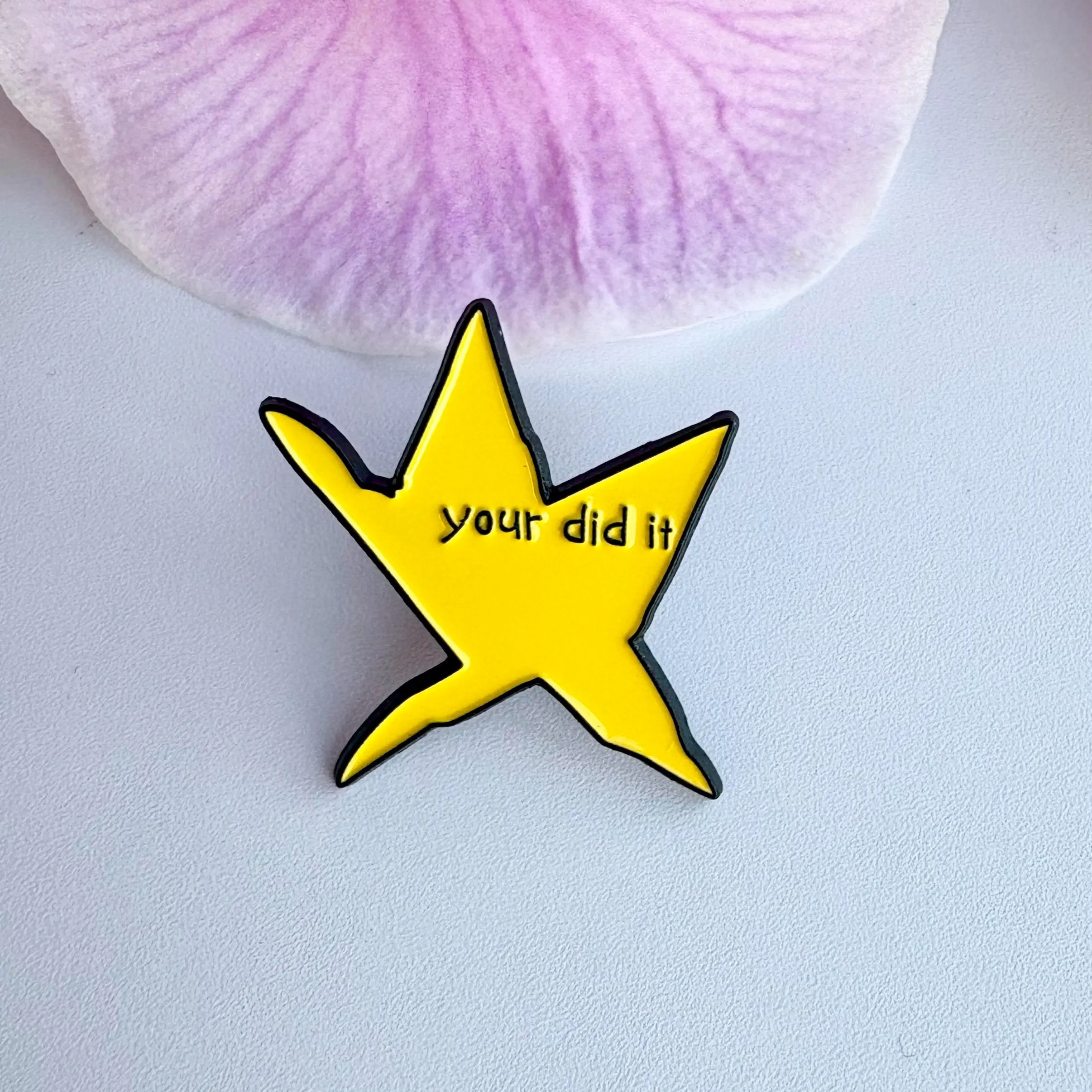 Cute metal yellow star pin your did it