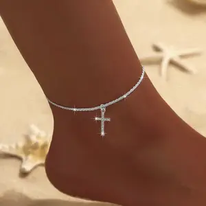 Exquisite Layered Waterproof Women's Anklet Set Adjustable Stackable Figaro Bead Cuban Link Daily Beach Summer Fashion Jewelry Mother's Day Gift
