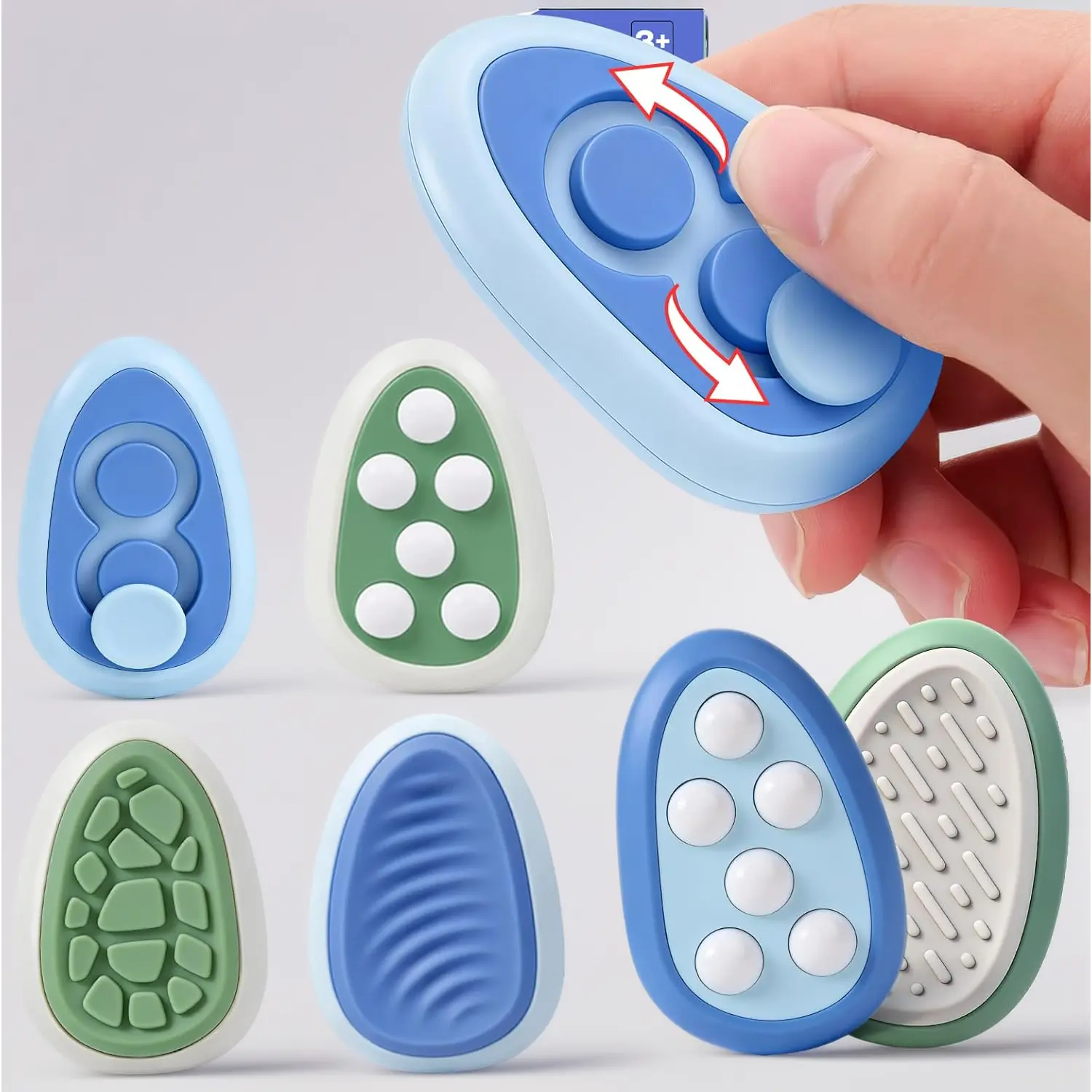 4-Pack Textured Sensory Fidget Stones - Silent, Audible Stress Reliever Desk Toys for Kids, Office Anxiety Relief & Focus Enhancement, Calming