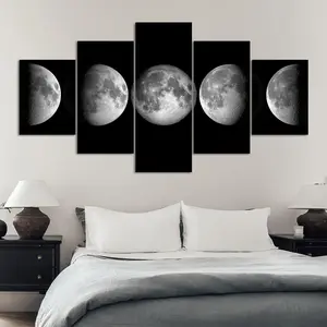 Moon Phase Canvas Painting, 5 Counts/set Modern Wall Art Painting, Modern Minimalist Design, Wall Art Decor for Home Living Room Bedroom Office, Poster, Art Wall Decoration
