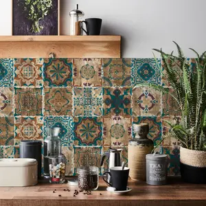 24 Pieces Self-Adhesive Vintage Weathered Artistic Brick Wall Stickers, 3 Sizes: 10cm (3.94in) / 15cm (5.91in) / 20cm (7.87in) | Creative Home Decor Stickers, Waterproof, for Bathroom, Furniture & Cabinet Decor