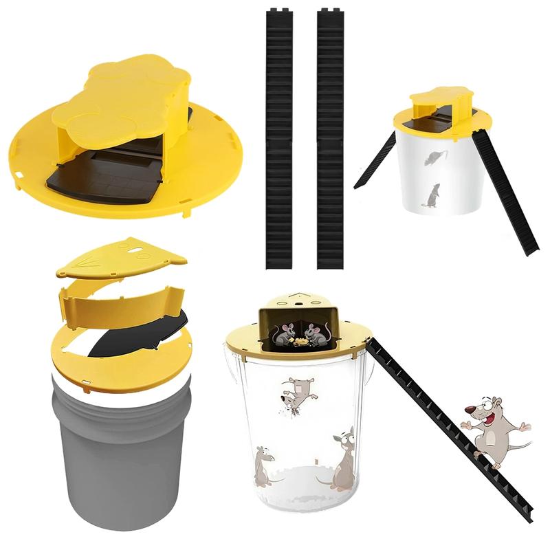 Flip 'N Slide Bucket Mouse Trap - Multi-Catch, Auto-Reset, Humane/Lethal Rat Trap - ABS Plastic Material, Reusable Mouse Traps for Indoor Home & Outdoor Use