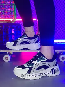 Women's Color - Blocking Reflective Dad Shoes, Night - Running Enthusiasts' Stunning Style, Cool Look for All Seasons, A Must - Have for Fashionistas, Eye - Catching Glow - in - the - Dark Design