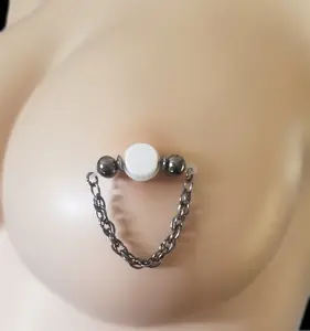 Non piercing nipple jewelry- Fake nipple barbell- b-100