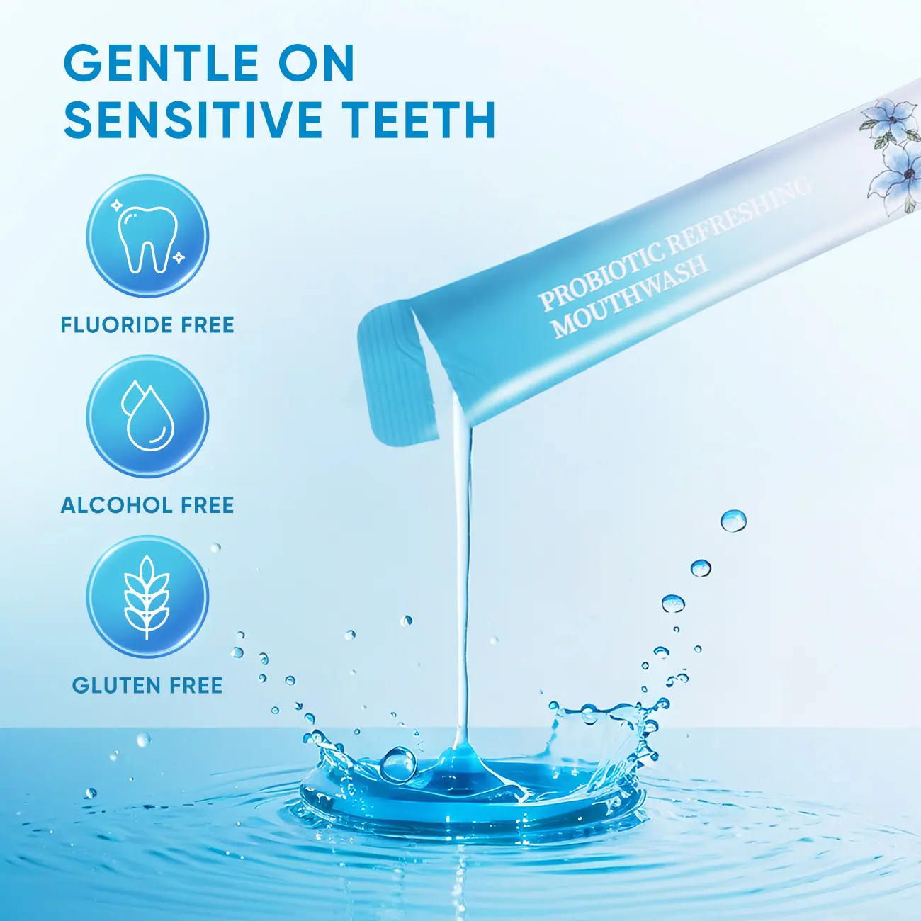 BodyAccel Probiotic Refreshing Mouthwash - Gentle on Sensitive Teeth, Alcohol-Free, Fluoride-Free,  Natural Honey Extraction for Oral Care