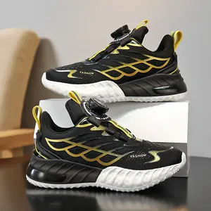 Children's Rotating Buckle Fashionable Casual Sports Shoes, Teenagers' Soft-soled Mesh Breathable Running Shoes, Comfortable Shoes for Boys and Girls round toe design casual sneaker