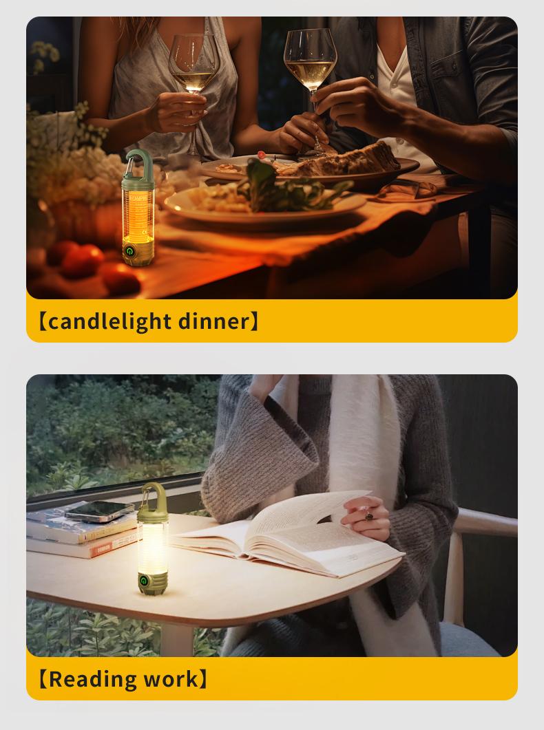 Portable LED Camping Light with Keychain & Hook, Multi-Color Mini Flashlight, Outdoor Atmosphere Lamp for Camping & Hiking