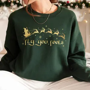 LOTR Fly You Fools Sweatshirt, The Wizard Ring Funny Crewneck, Gandalf Santa Xmas Shirts, Christmas Wizard Sweater, Movie Fan Gifts for Her Women