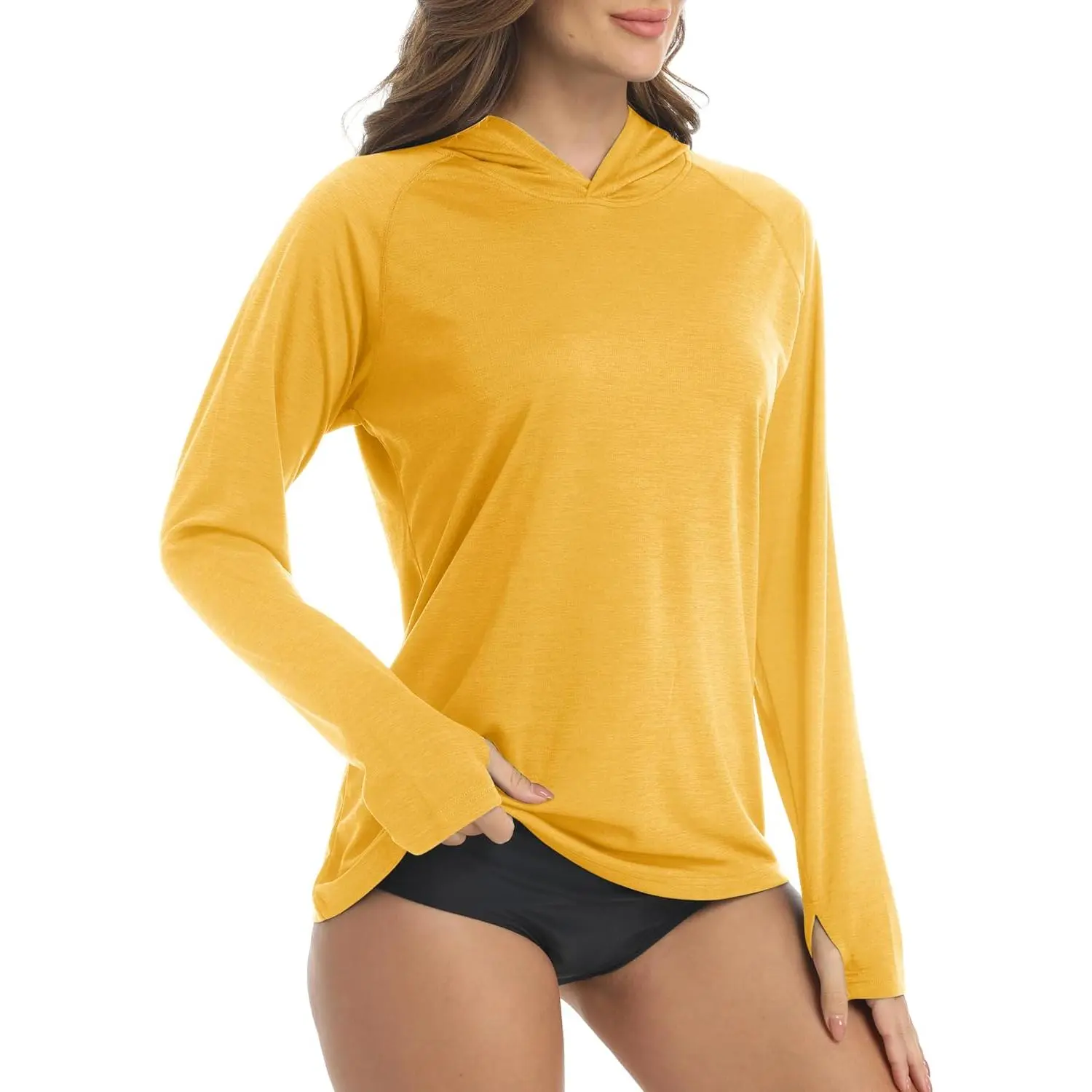 Women's Long Sleeve UPF 50+ Performance Shirts Sun Protection Hooded Shirt for Hiking Camping Fishing Running Rashguards Gym Workout Clothes Athletic Outfit