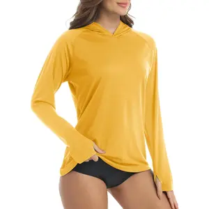 Women's Long Sleeve UPF 50+ Performance Shirts Sun Protection Hooded Shirt for Hiking Camping Fishing Running Rashguards Gym Workout Clothes Athletic Outfit