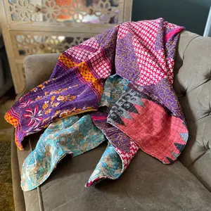 Indian Sari Kantha Quilt.