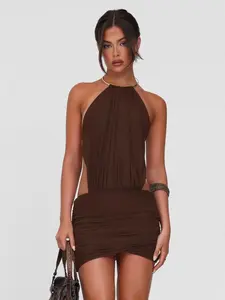 Elegant Backless Halter Top Dress, Sexy Sleeveless Design, Perfect for Evening Wear & Party, Women's Fashion Clothing