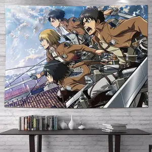 Attack on Titan Anime Wall Tapestry Vertical Manga Backdrop Survey Corps Titan Poster Hanging Cloth Art Bedroom Living Room Decor Background