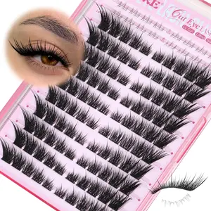JIMIRE Wispy Lash Clusters Fairy Eyelash Clusters with Spikes 8-20MM LC Curl Cat Eye Cluster Eyelash Extensions with Bottom Lashes Clusters DIY Fox Eye Individual Lashes at Home 116Pcs Pack