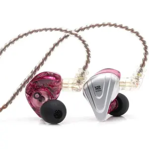 Linsoul KZ ZSX 5BA+1DD 6 Driver Hybrid In-Ear Hifi Earphones with Zinc Alloy Faceplate, Recessed 2 Pin Detachable Cable for Audiophile Musician (Without Mic, Purple)