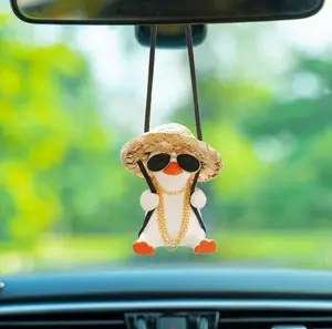 Car Rearview Mirror Hanging Decoration, 1 Piece Cute Cartoon Duck Design Car Decoration Hanging Pendant, Car Interior Accessories For Women & Men