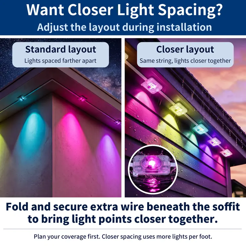 SINLEY Permanent Outdoor Lights,Waterproof LED RGB IC Landscape Lighting - IP67 Rated, Smart App & Remote Control, DIY Scene Modes, Music-Sync Glow, Yard & Party Lights for Garden Eaves, Christmas Decor christmasdecor,home decor