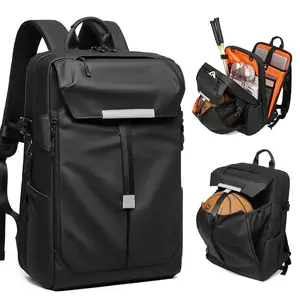 1pc Men's expandable training backpack, water resistant and wear-resistant. Designed with basketball compartment, laptop sleeve and multi-compartment storage. Sponge padded back for comfort, ideal for gym, sports, school, commuting and travel.