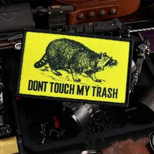"Don't Touch My Trash" Raccoon Tactical Patch Printed Hook&Loop Patches Armband Military Morale Badge Backpack Clothes Stickers