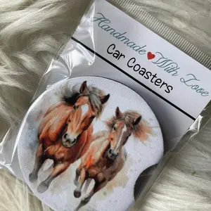 Horse car coaster 2pk washable