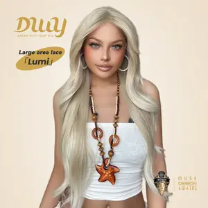 Lumi C- DWY New Design 13x6 Lace Front Free Part Long-Length Curly Platinum Blonde Glueless Synthetic Wig for Women 28 Inches Glamour Versatile Looks Easy Wear Special Events