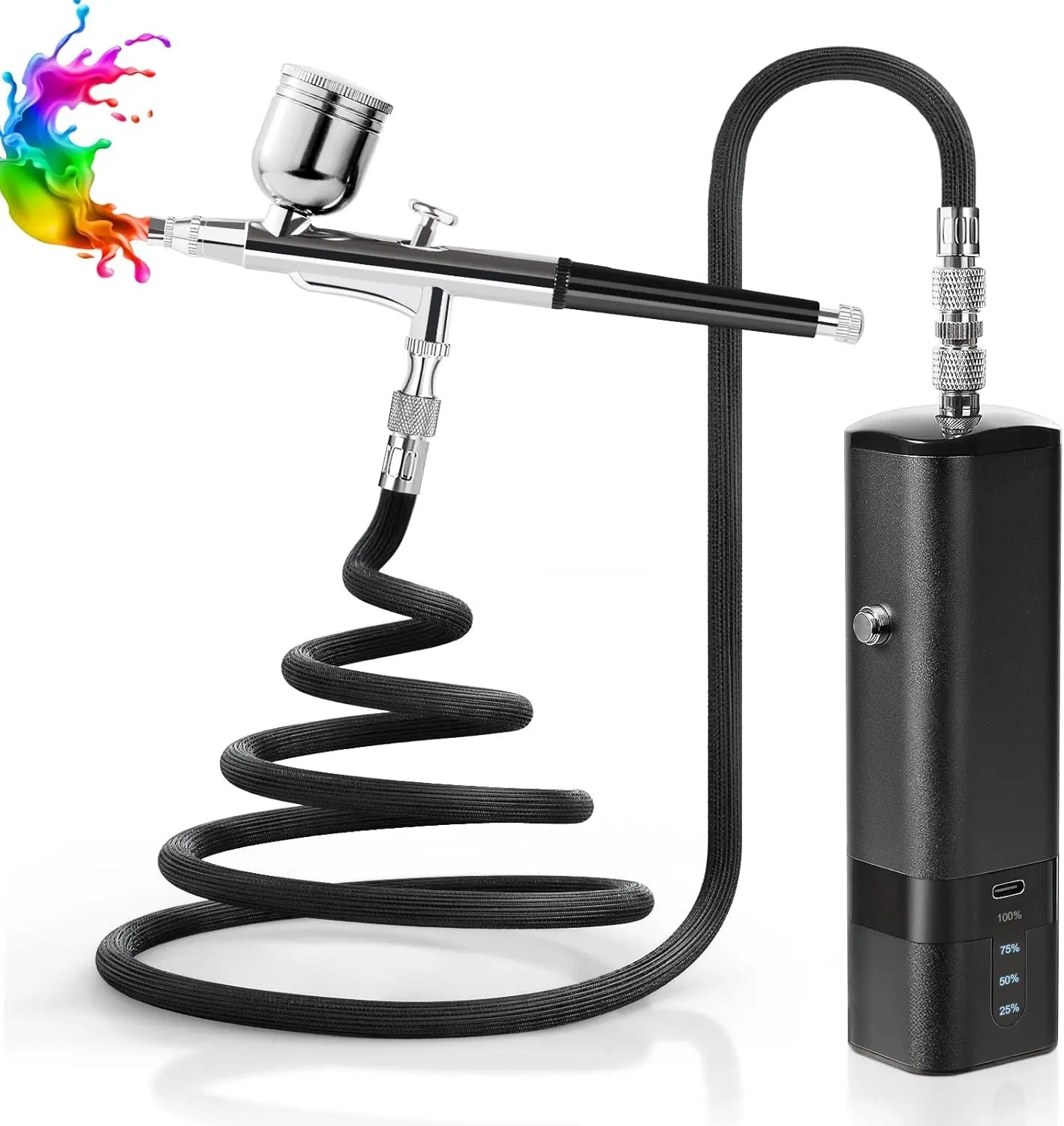 Kit with Compressor, 32PSI Handheld Mini Air Brush  Set, Portable High  Air Brushes for Painting, ,  Art, Mode, Makeup, Cake, Barber