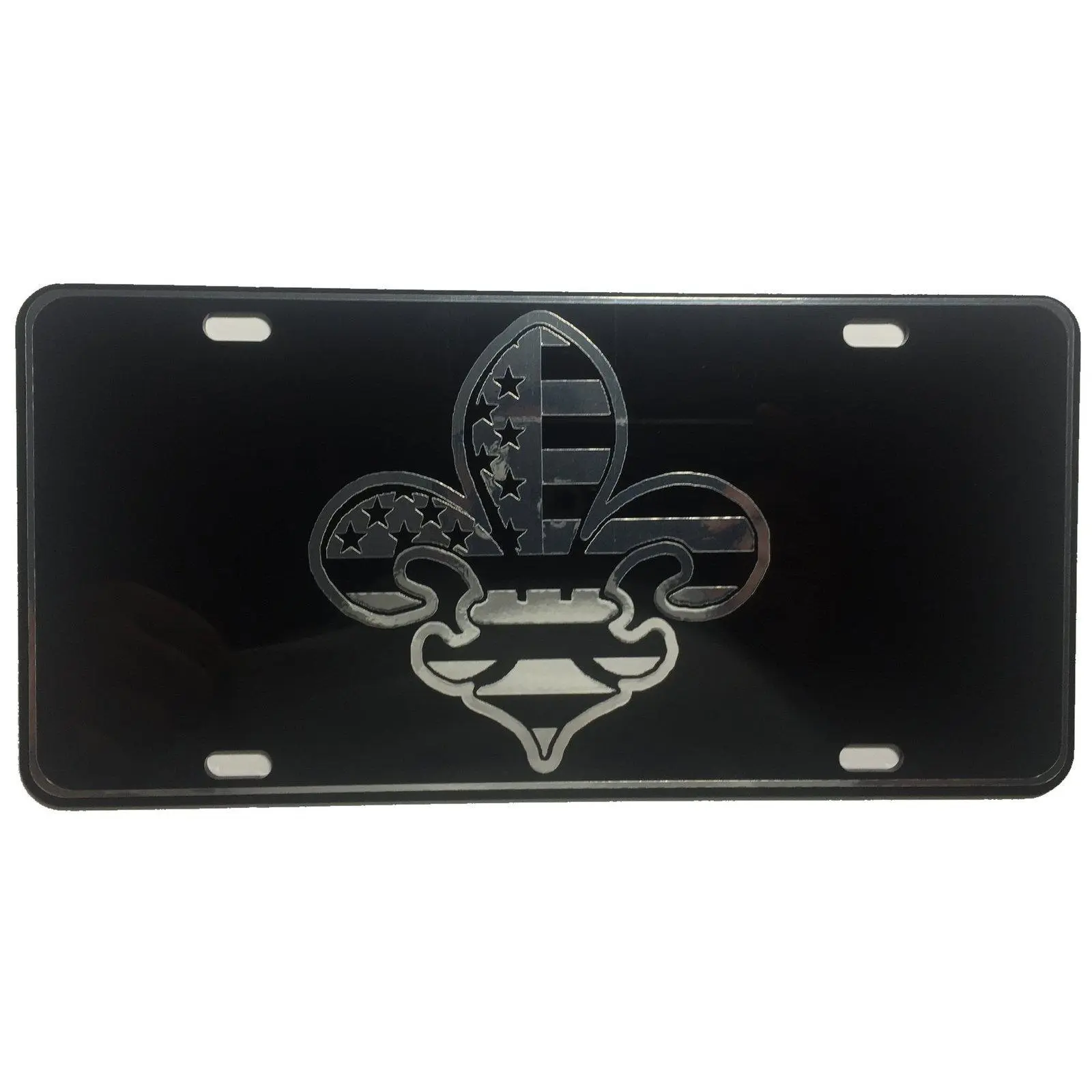 CustoMonsterDesigns American Flag Fleur De Lis Heavy Duty Aluminum License Plate