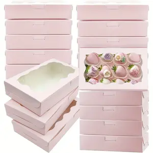 For Weddings, Christmas & Birthdays, Gift Packing Solution, 50 Pink Gift Boxes with Clear Window, Kraft Paper Candy & Cake Boxes, Effortlessly Handle Gift Packing, Gift Packing Supplies