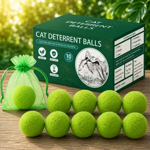 10 Pack Cat Repellent Balls for Outdoor Use, Natural Plant-Based Scent Deterrent, Long-Lasting Protection for Garden, Yard, Flower Beds & Trash Areas