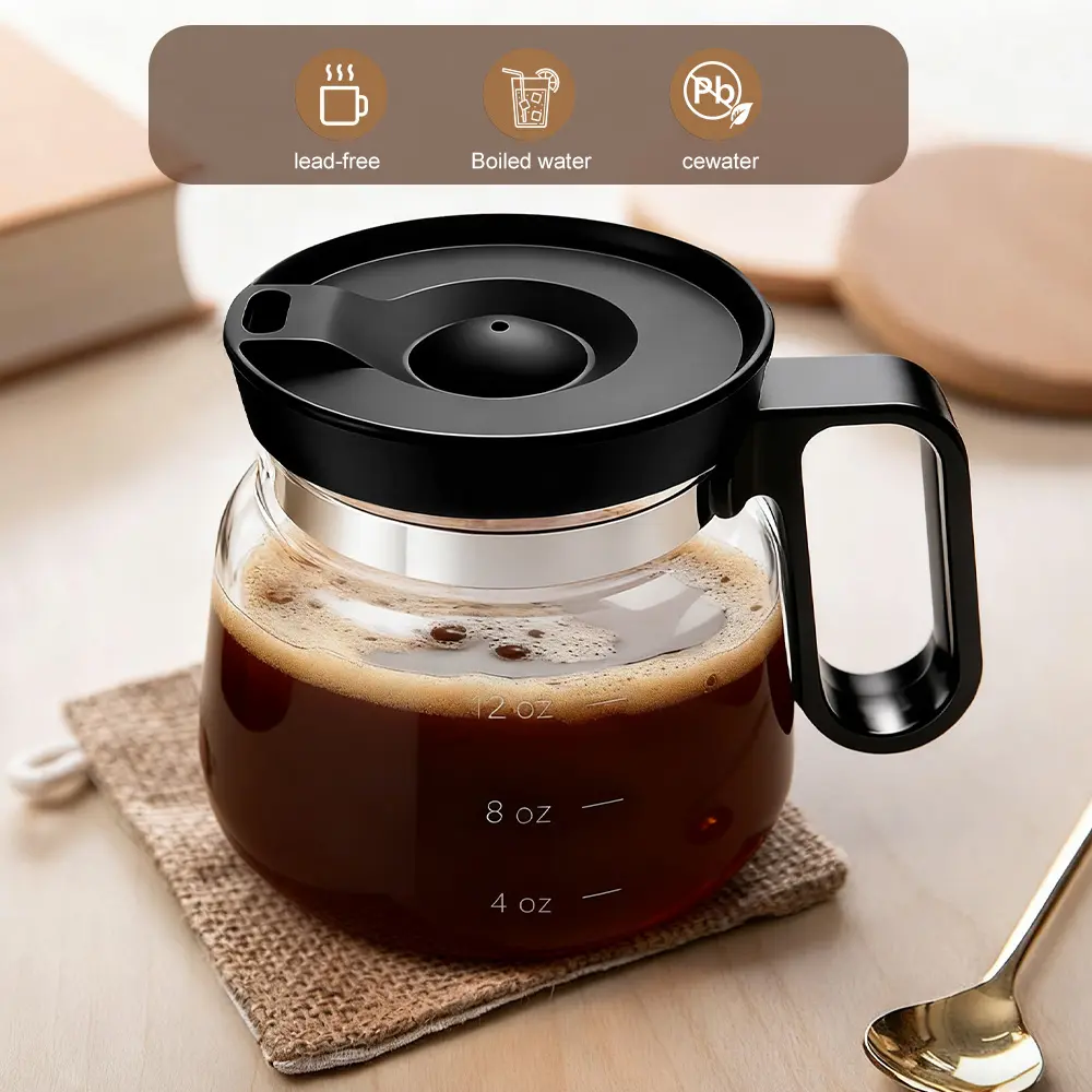 16oz Glass Coffee Pot Mug, Summer Iced Drink Cup, Mini Kettle Design for Cold Brew, Iced Coffee & Tea with Ice – 1 Pc