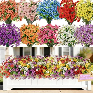 20 Bundles Realistic Fake Flowers for Outdoors, No Fade Faux Silk Flowers & Artificial Plants Lavender, for Garden Patio Porch Decor, Window Box, Hanging Basket, Planter, Grave Decorations