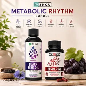 Zhou Metabolic Rhythm Bundle- Black Seed Oil Liquid for Adults + Berberine with Oregon Grape – Immune, Heart & Digestive Supporte