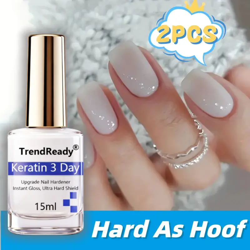 2 uds Fortalecedor de uñas 15 ml, queratina secado rápido, cuidado 3 días. Tratamiento 4‑en‑1 con proteína natural para uñas débiles, quebradizas y agrietadas. Suaviza y fortalece, sin alcohol, ideal para manicura.