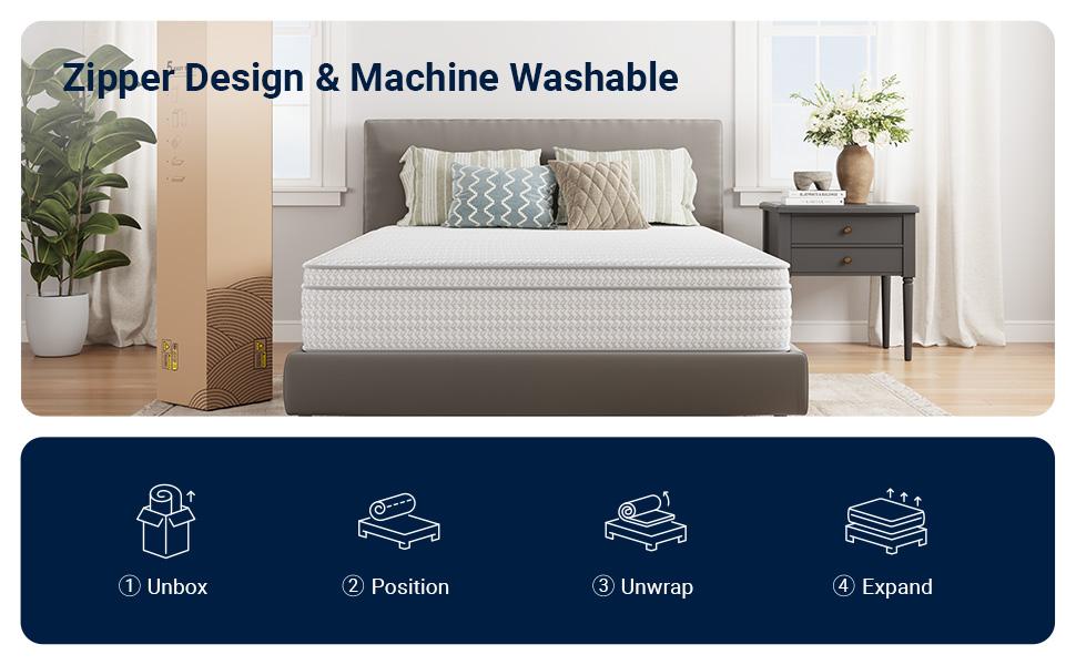 Hybrid Mattress Fiberglass-Free Full/Queen/King -6/8/10/12/14 Inch-Perfect Balance of Softness & Firmness: High-Quality Mattress for All Sleepers & Body Alignment-Motion Isolation Mattress Hybrid Mattress Fiberglass-Free Full/Queen/King -6/8/10/12/14 Inch-Perfect Balance of Softness & Firmness: High-Quality Mattress for All Sleepers & Body Alignment-Motion Isolation Mattress