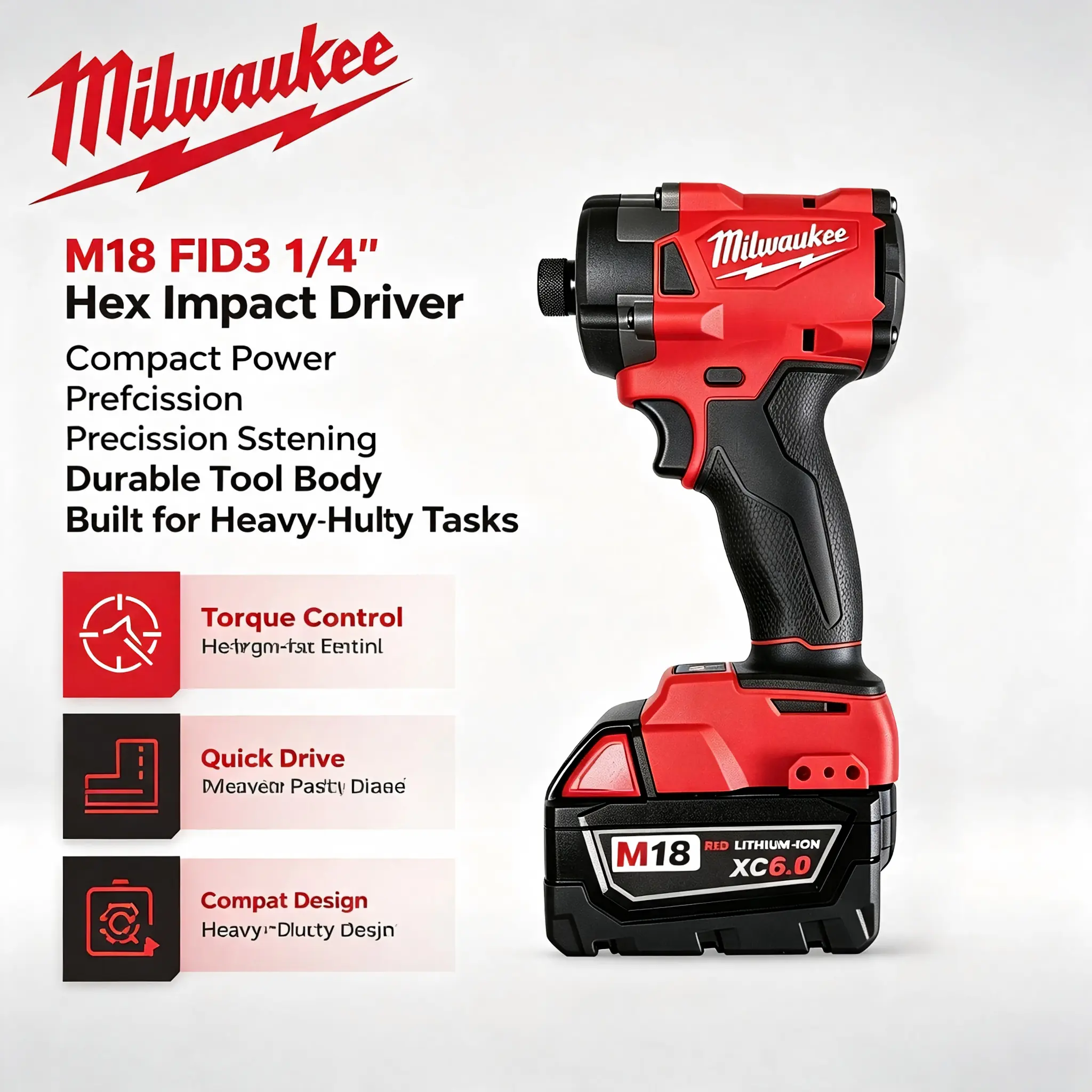 Milwaukee M18 Compact Brushless 1/4" Hex Impact Driver Kit - Includes CP2.0 Battery & Charger, 3600 RPM, 1700 In-Lbs Fastening Tool for Cabinet Assembly, Electrical Work speed