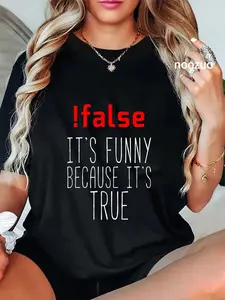 100% Cotton Funny Programmer T-Shirt - !false True Programming Tee T-Shirt