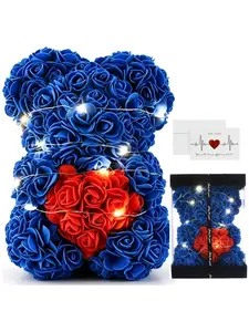 Creative Pe Rose Flower Bear Gift Box, Halloween Birthday Present, Christmas Decoration, Realistic Foam Flower Set, Unique Gift Idea