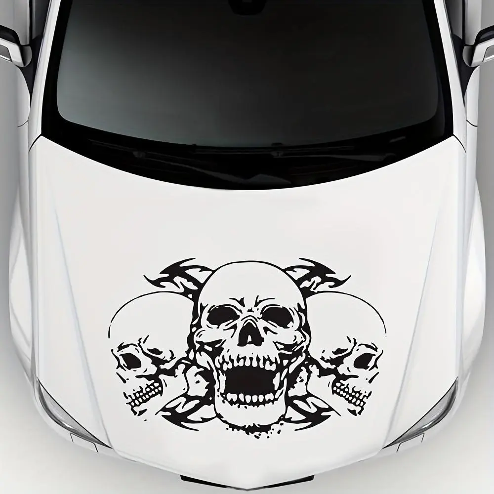 1PCS Retro Nostalgic Skull Totem Racing Body A Side Door Long Stripe Set DIY Car Stickers