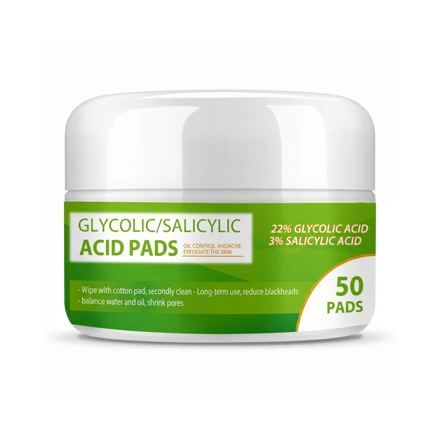 22% Glycolic & 3% Salicylic Acid Pads - 50 Count for Acne & Oil Control 22% Glycolic & 3% Salicylic Acid Pads - 50 Count for Acne & Oil Control