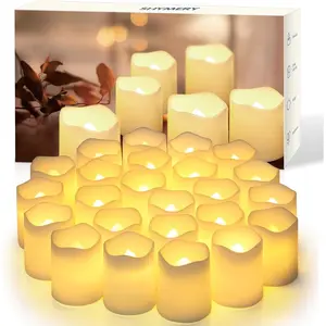Flameless Votive Candles,Flameless Flickering Electric  Candle,24 Pack 200+Hour  Operated LED  Lights in Warm White for Wedding, Table, Halloween,Christmas Decorations 1.5"X1.7"