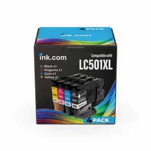 Ink.com LC501XL Ink Cartridge 4 Pack High Yield Compatible with Brother for MFC-J1260W J1360DW J1410DW