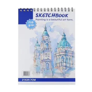 A4 Sketchbook, Thick Paper 110g, Spiral Bound No Flipping Pages, Hand Drawing Illustration Practice Book, Student Art Supplies