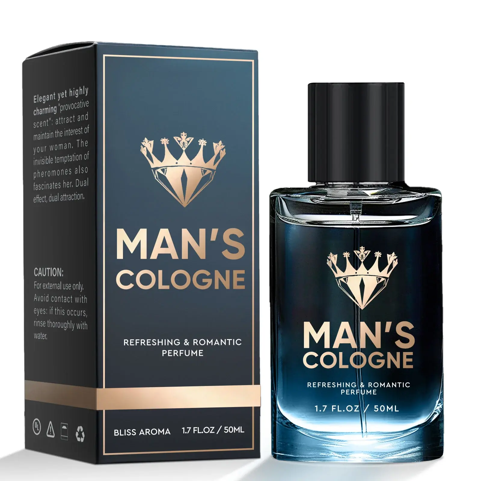 Men's Pheromone-Infused Cologne - Long-Lasting Refreshing Romantic Scent, Attraction Boost, Everyday Wear Liquid Fragrance, 1.7 fl oz/50ml Bottle, Fragrances And Perfumes, Contains Both