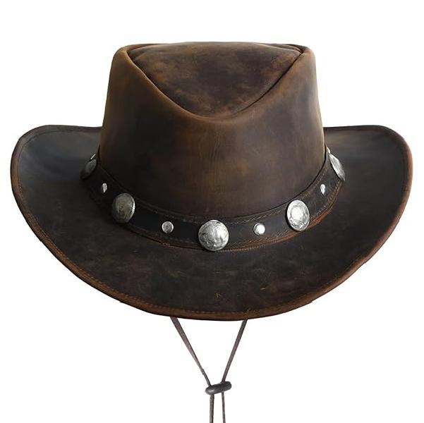 Lesa Collection Buffalo Coin Leather Cowboy Hat for Men and Women